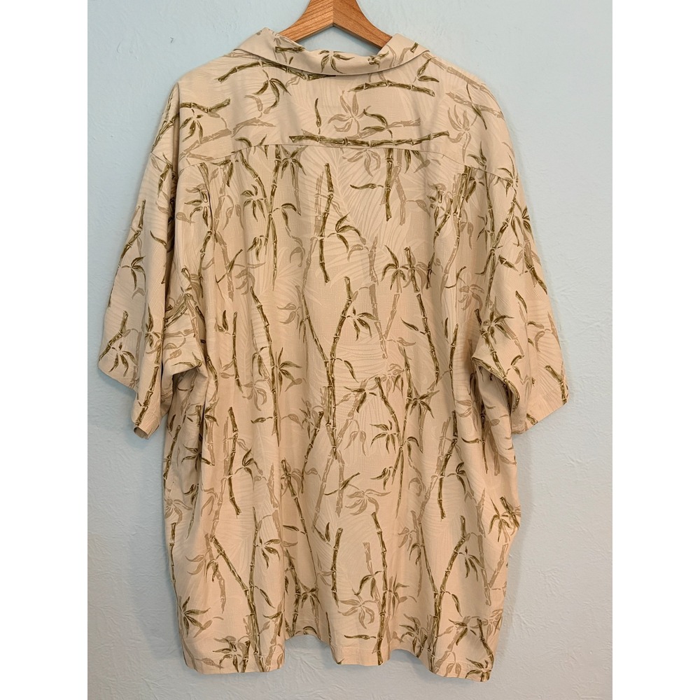 Kahala Hawaiian Islands Mens XXL Silk Bamboo Camp Shirt Beige Aloha Resort - Picture 2 of 13